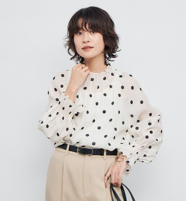 NOLLEY'S「ウォッシャブルピンタックドットプリントブラウス」|シャツ・ブラウス|
