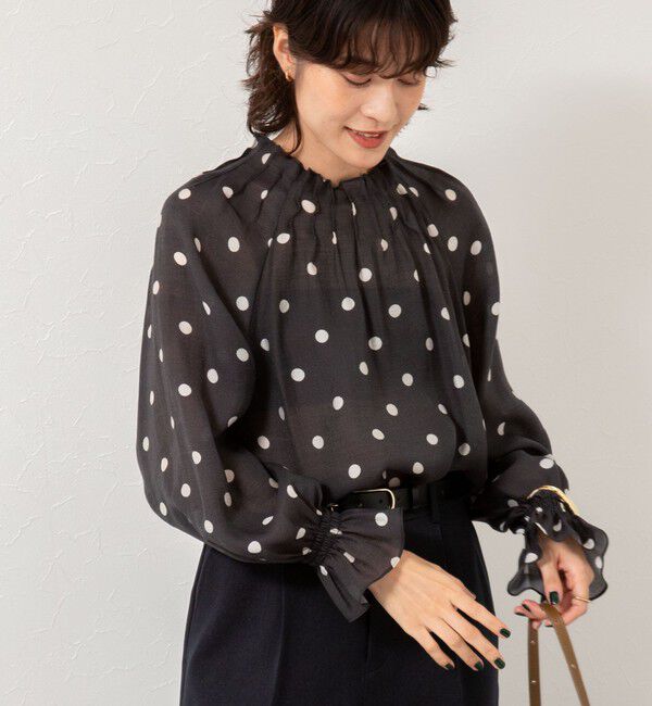 NOLLEY'S「ウォッシャブルピンタックドットプリントブラウス」|シャツ・ブラウス|