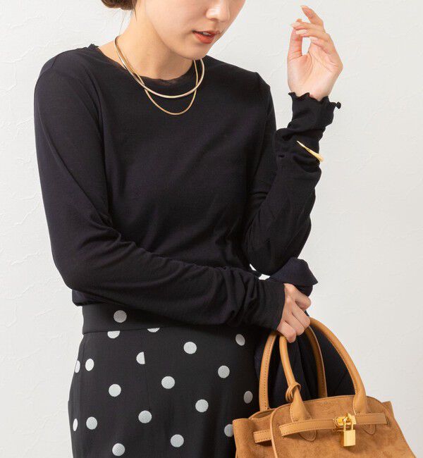 NOLLEY'S「ウォッシャブルシアーフライスロンT」|Tシャツ・カットソー|ブラック