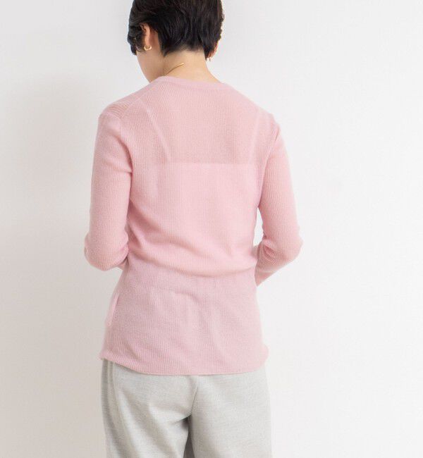 NOLLEY'S sophi「カシミヤ混ガーゼ風リブクルーネックミディ丈カーディガン」|カーディガン|