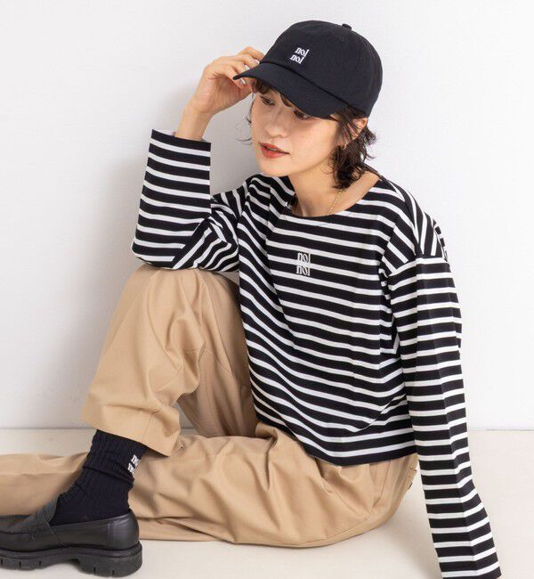 NOLLEY'S「nolnol ウォッシャブルMVSシルケットボーダーショートT」|Tシャツ・カットソー|ブラック系その他2