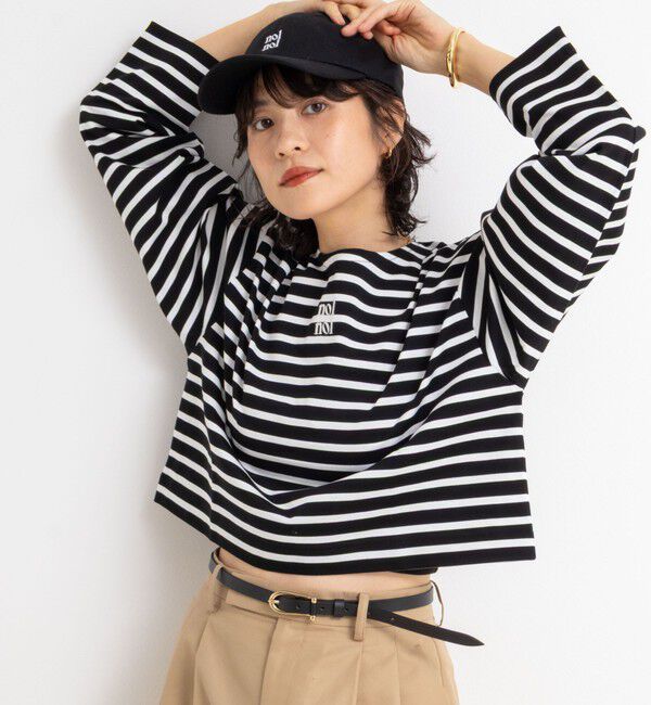 NOLLEY'S「nolnol ウォッシャブルMVSシルケットボーダーショートT」|Tシャツ・カットソー|