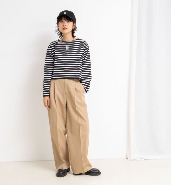 NOLLEY'S「nolnol ウォッシャブルMVSシルケットボーダーショートT」|Tシャツ・カットソー|