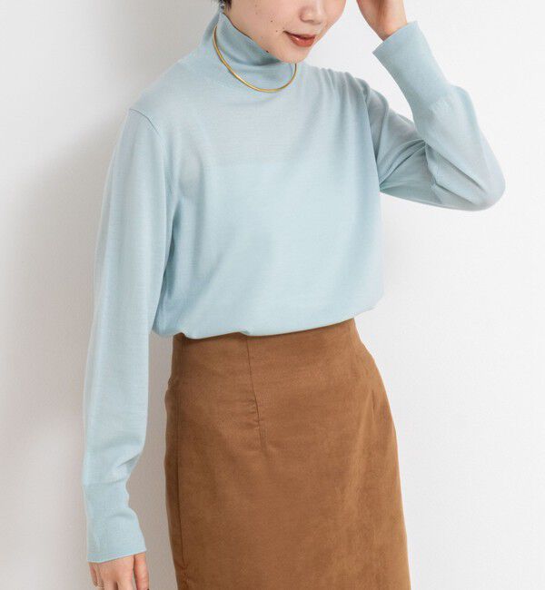 NOLLEY'S sophi「《手洗い可能》18Gウール100%ハイネックプルオーバー」|ニット・セーター|ミントグリーン