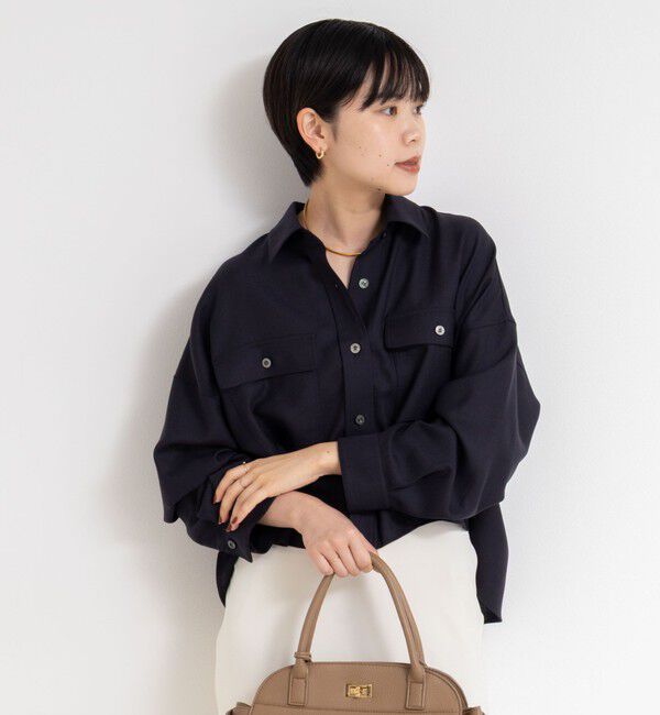 NOLLEY'S sophi「ウォッシャブルウール混ビエラショートシャツ」|シャツ・ブラウス|