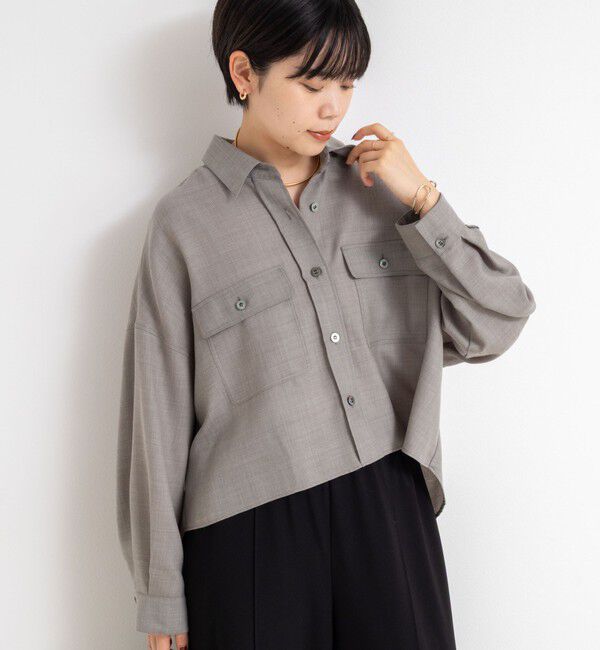 NOLLEY'S sophi「ウォッシャブルウール混ビエラショートシャツ」|シャツ・ブラウス|