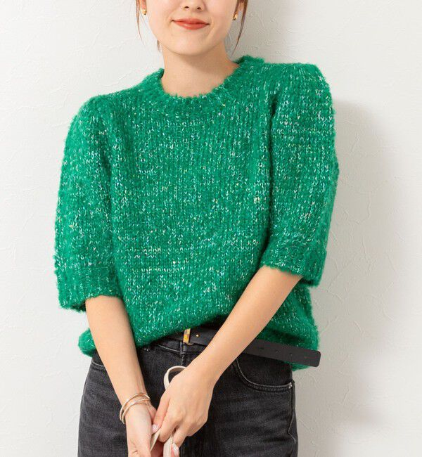 NOLLEY'S「モヘアスパンコール半袖ニット」|ニット・セーター|グリーン