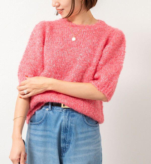 NOLLEY'S「モヘアスパンコール半袖ニット」|ニット・セーター|ピンク