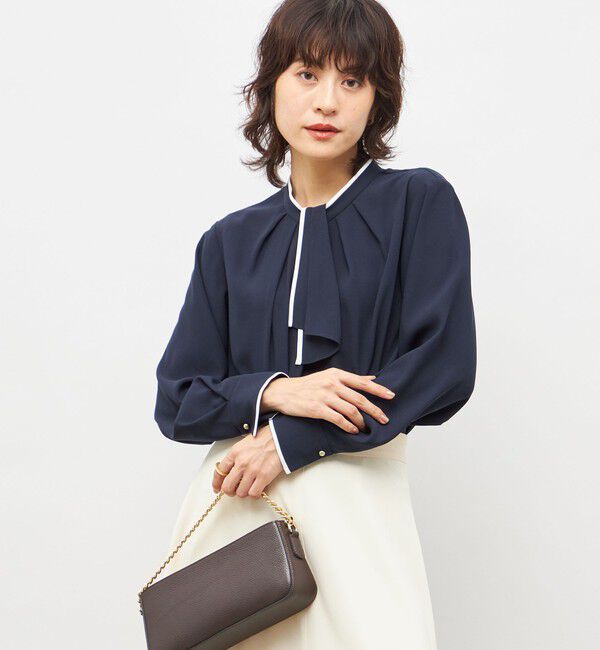 NOLLEY'S「ウォッシャブルストレッチジョーゼットボウタイ風ブラウス」|シャツ・ブラウス|