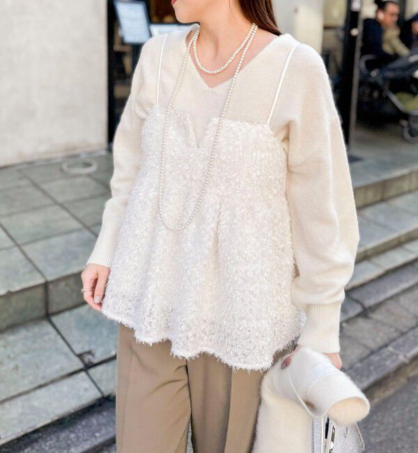 NOLLEY'S sophi「《セットアップ対応》ウォッシャブルフェザーチュールキャミブラウス」|キャミソール|