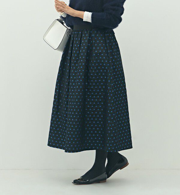 NOLLEY'S「ウォッシャブルドットジャガードタックフレアスカート」|スカート|