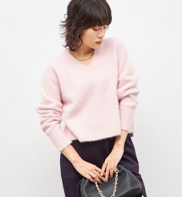 NOLLEY'S「《手洗い可能》ヘアリーストレッチVネックプルオーバーニット」|ニット・セーター|