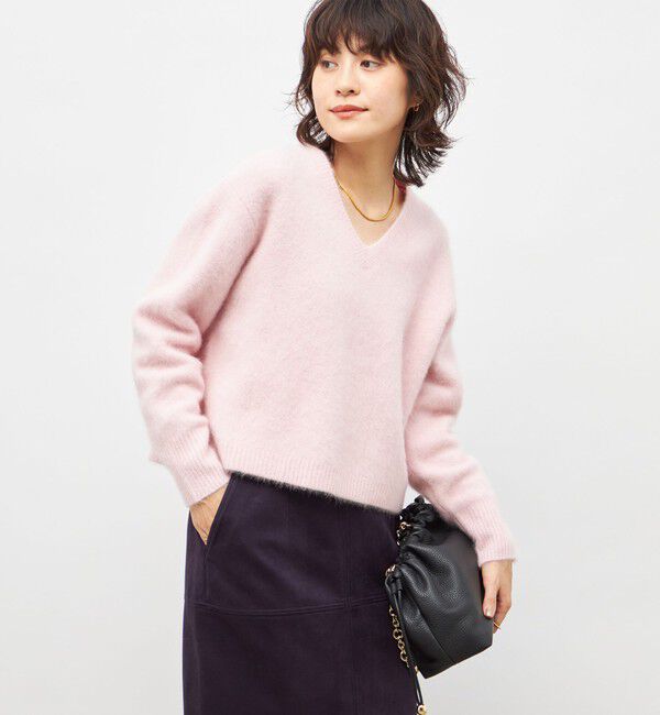 NOLLEY'S「《手洗い可能》ヘアリーストレッチVネックプルオーバーニット」|ニット・セーター|