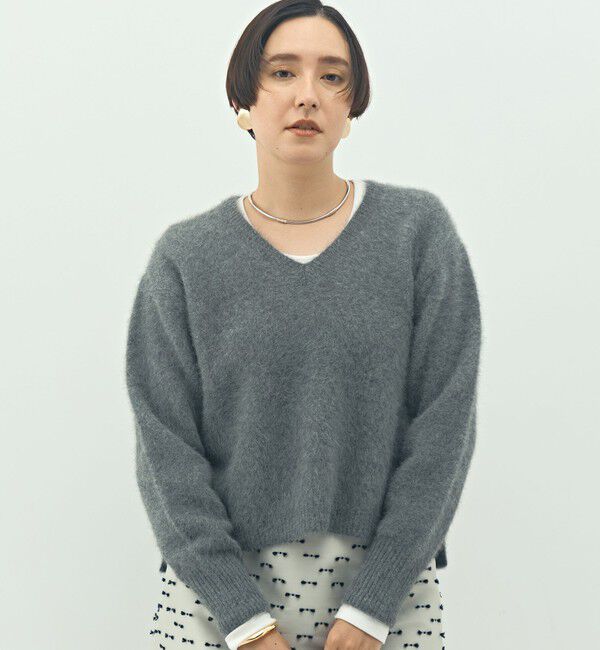 NOLLEY'S「《手洗い可能》ヘアリーストレッチVネックプルオーバーニット」|ニット・セーター|