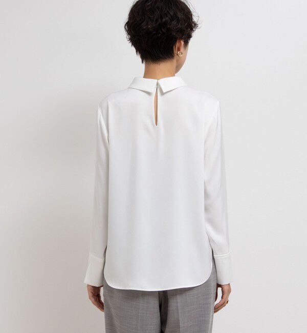 NOLLEY'S「◇【WEB限定】ウォッシャブルオトナサテン衿カフス付きＴブラウス」|シャツ・ブラウス|