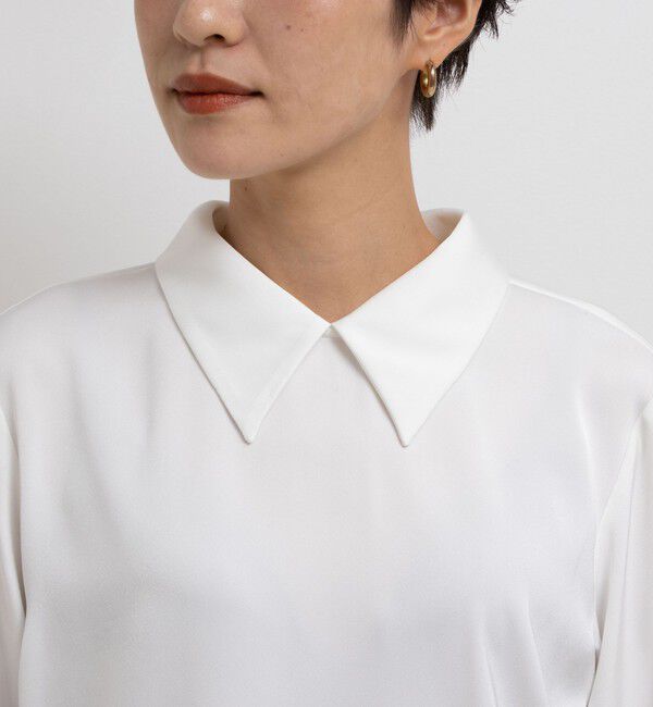 NOLLEY'S「◇【WEB限定】ウォッシャブルオトナサテン衿カフス付きＴブラウス」|シャツ・ブラウス|