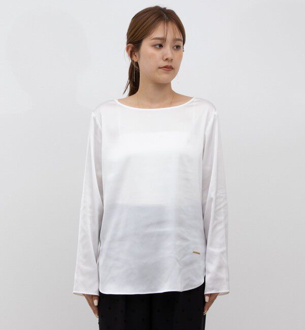 NOLLEY'S「◇【WEB限定】ウォッシャブルリラックスサテン長袖Ｔブラウス」|シャツ・ブラウス|