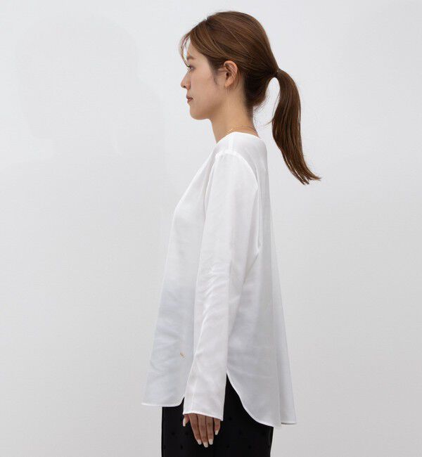 NOLLEY'S「◇【WEB限定】ウォッシャブルリラックスサテン長袖Ｔブラウス」|シャツ・ブラウス|
