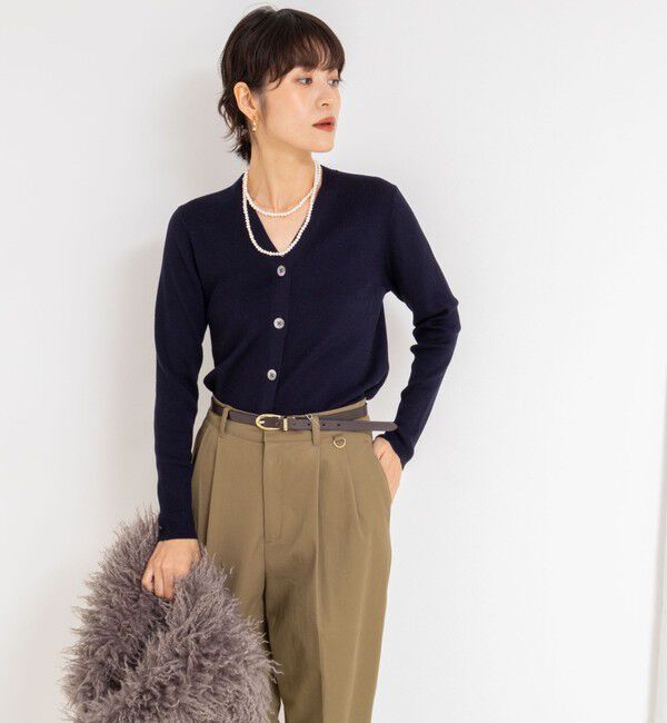 NOLLEY'S「《手洗い可能》16GマレーリブVネックカーディガン」|カーディガン|
