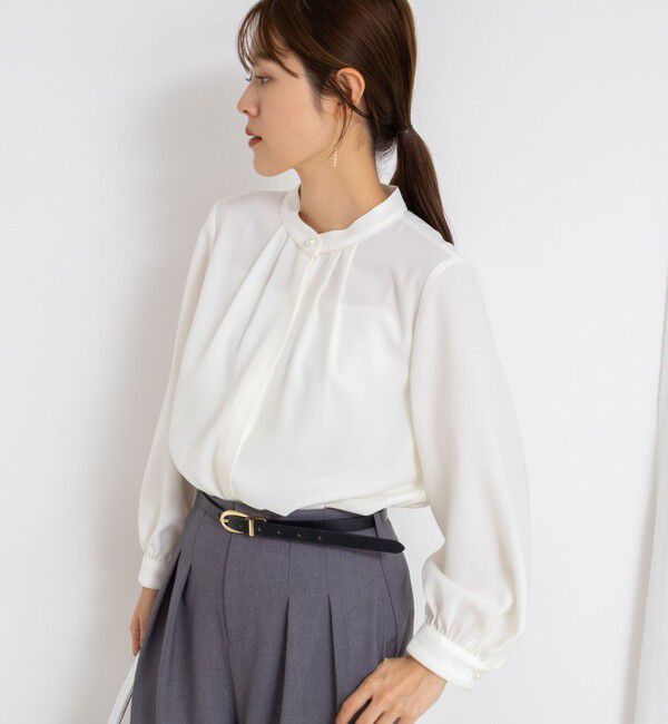NOLLEY'S sophi「ウォッシャブルバックサテンパール釦タックブラウス」|シャツ・ブラウス|