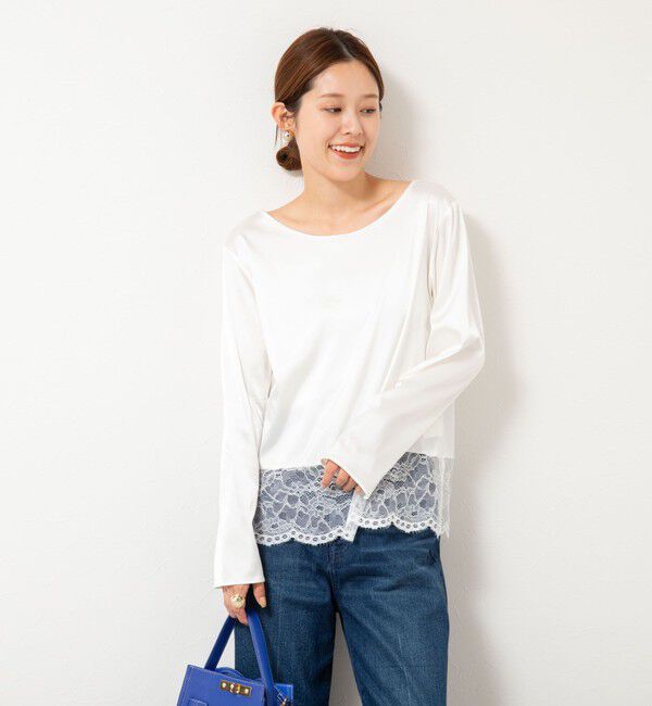 NOLLEY'S「ウォッシャブル裾レース2WAYオトナサテンブラウス」|シャツ・ブラウス|