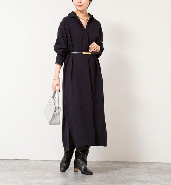 NOLLEY'S sophi「ウォッシャブルツイルロングシャツワンピース」|ワンピース|ネイビー