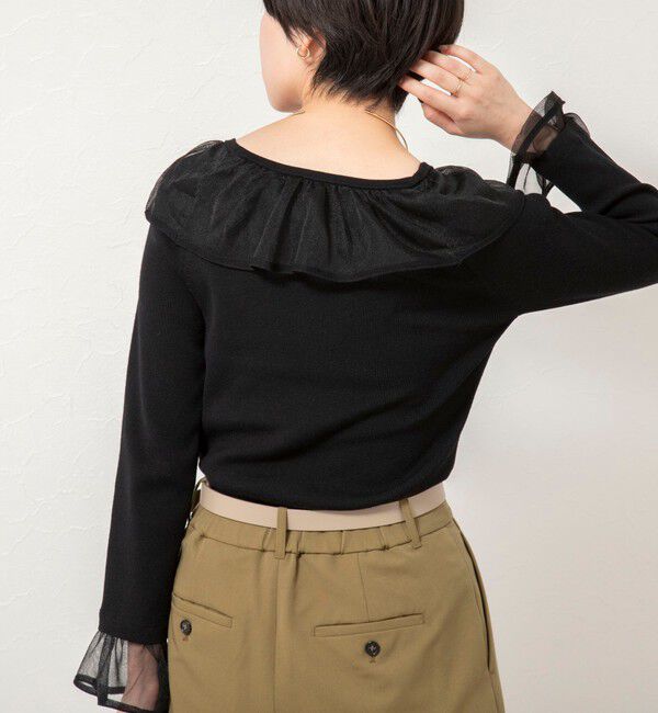 NOLLEY'S sophi「《手洗い可能》シアーフリル総針プルオーバー」|ニット・セーター|