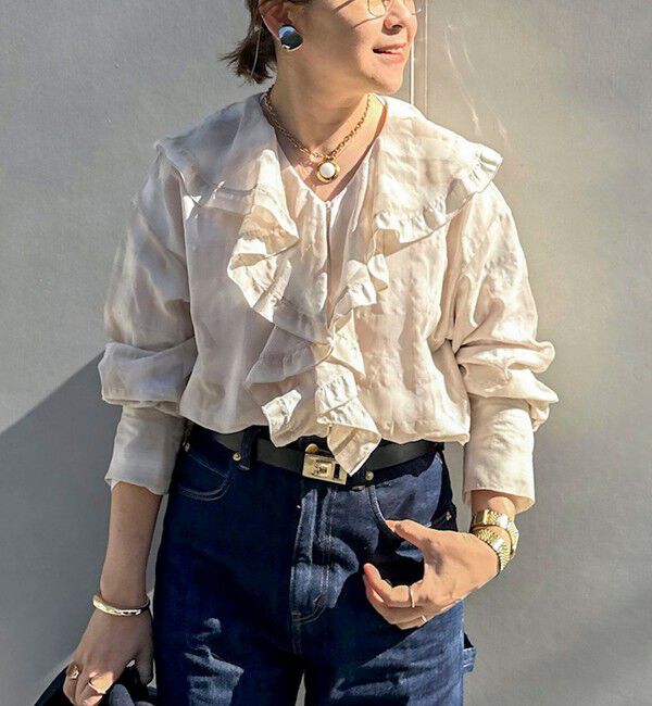 NOLLEY'S「ウォッシャブルラッフルカラーブラウス」|シャツ・ブラウス|ホワイト系2