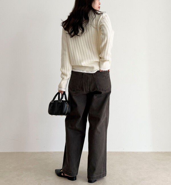 fredy emue「FR刺繍ケーブル柄ポロ衿ニットプルオーバー」|ニット・セーター|