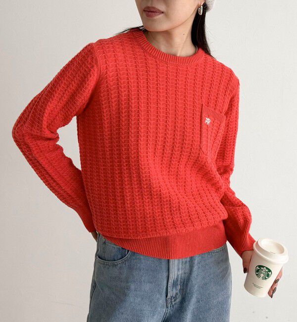 fredy emue「FR刺繍ケーブル柄ちびポケニットプルオーバー」|ニット・セーター|