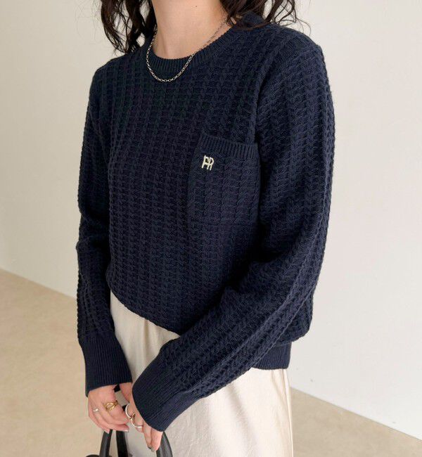 fredy emue「FR刺繍ケーブル柄ちびポケニットプルオーバー」|ニット・セーター|