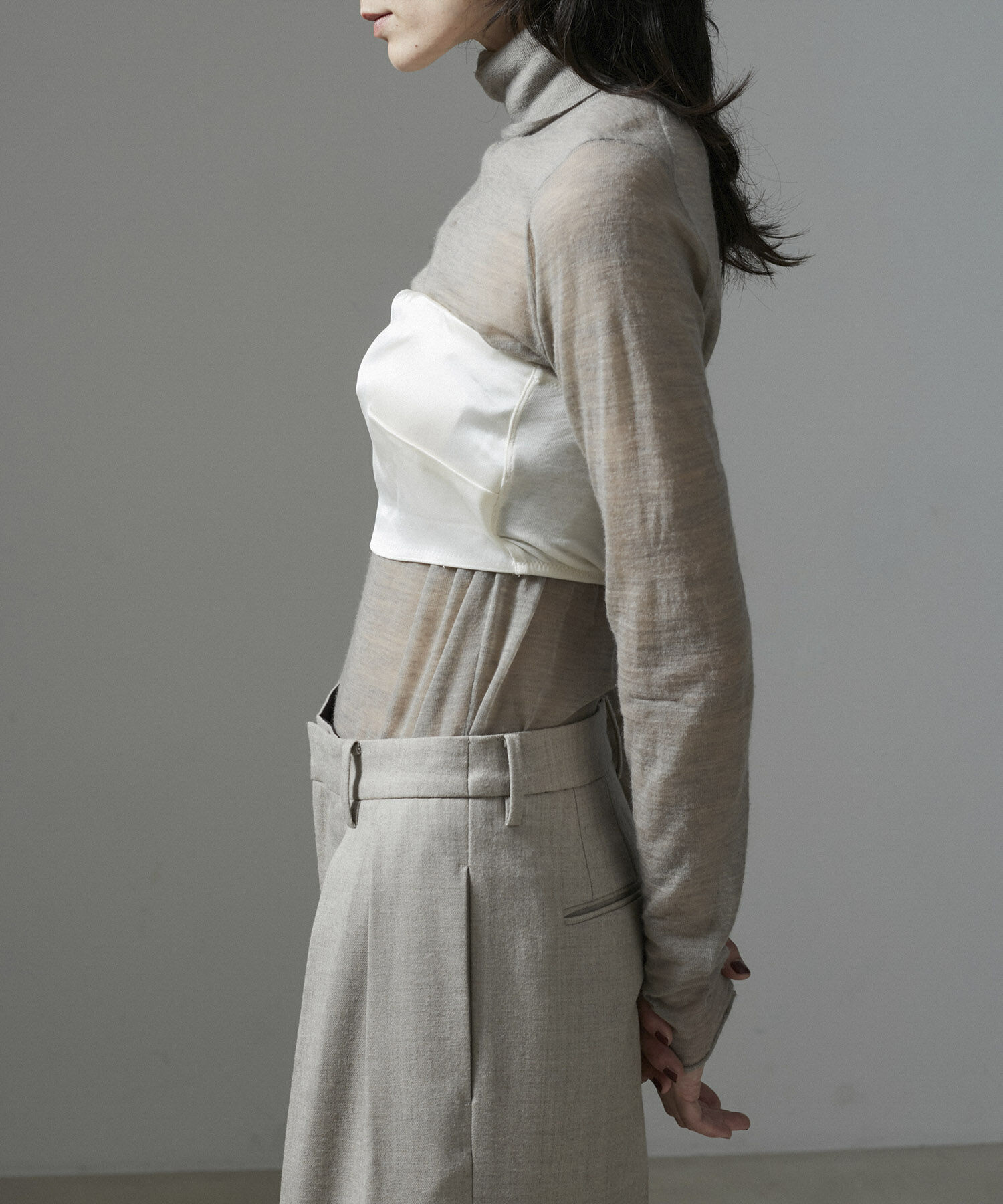 SALON adam et rope'「アセテートサテンベアトップ」|チューブトップ|