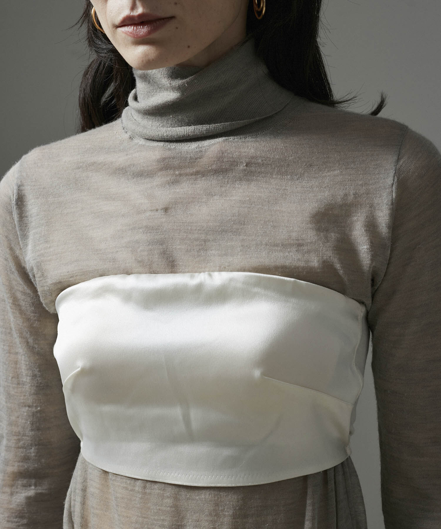 SALON adam et rope'「アセテートサテンベアトップ」|チューブトップ|