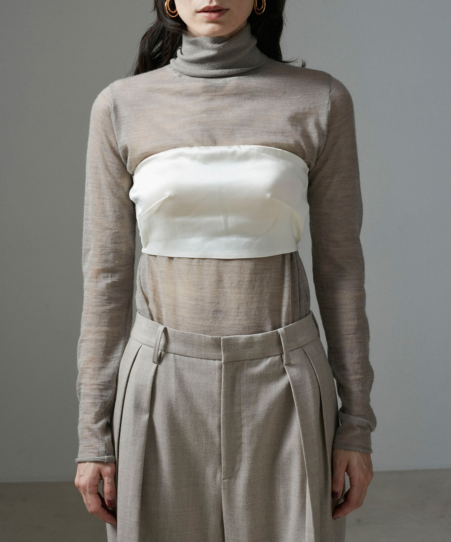 SALON adam et rope'「アセテートサテンベアトップ」|チューブトップ|