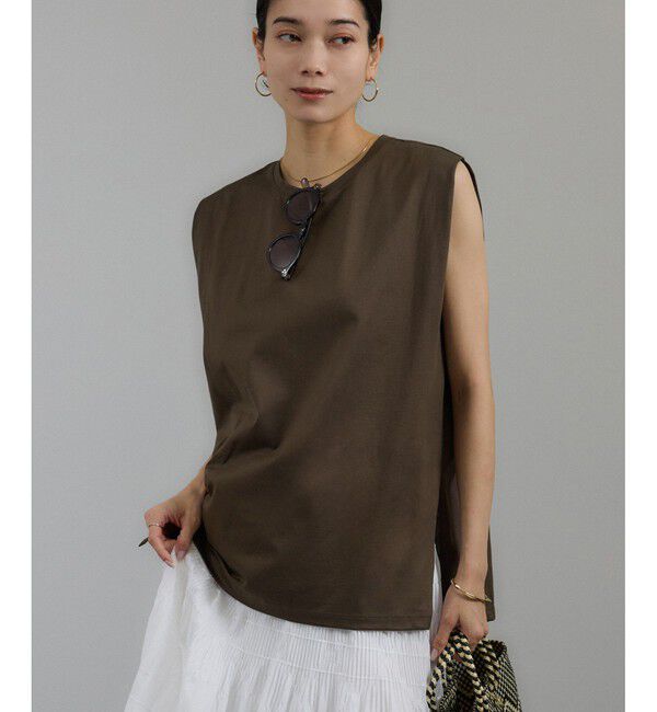 SALON adam et rope'「プリマベールショルダータックノースリーブプルオーバー［UVケア・洗える］」|Tシャツ・カットソー|