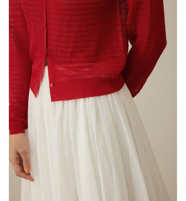 ROPE「透かし編み ニット ポロカーディガン」|カーディガン|