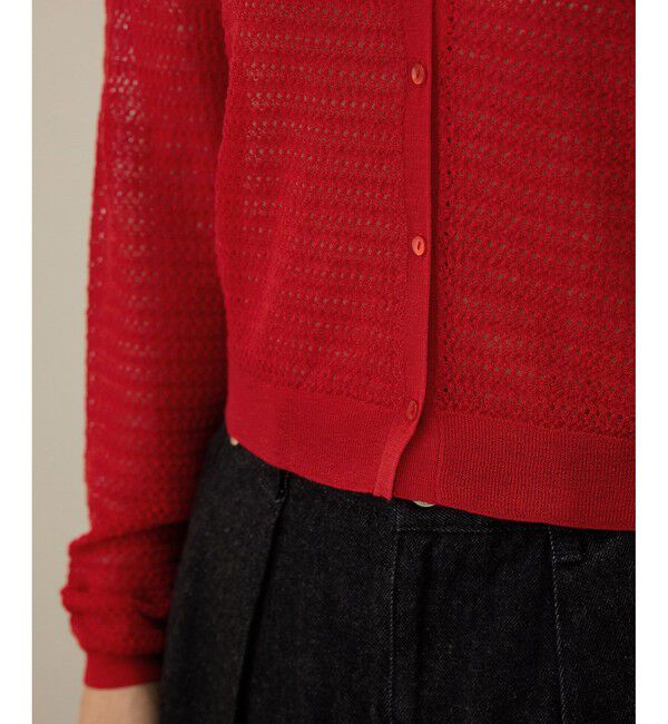 ROPE「透かし編み ニット ポロカーディガン」|カーディガン|