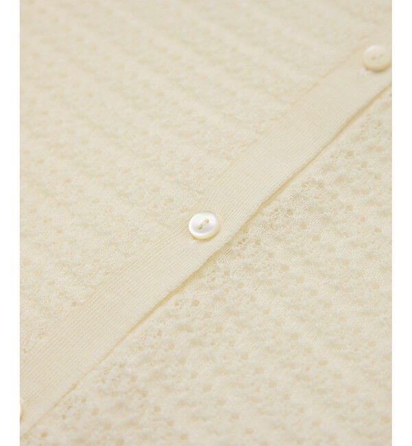 ROPE「透かし編み ニット ポロカーディガン」|カーディガン|