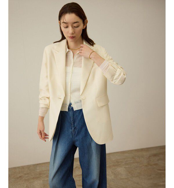 ROPE「透かし編み ニット ポロカーディガン」|カーディガン|