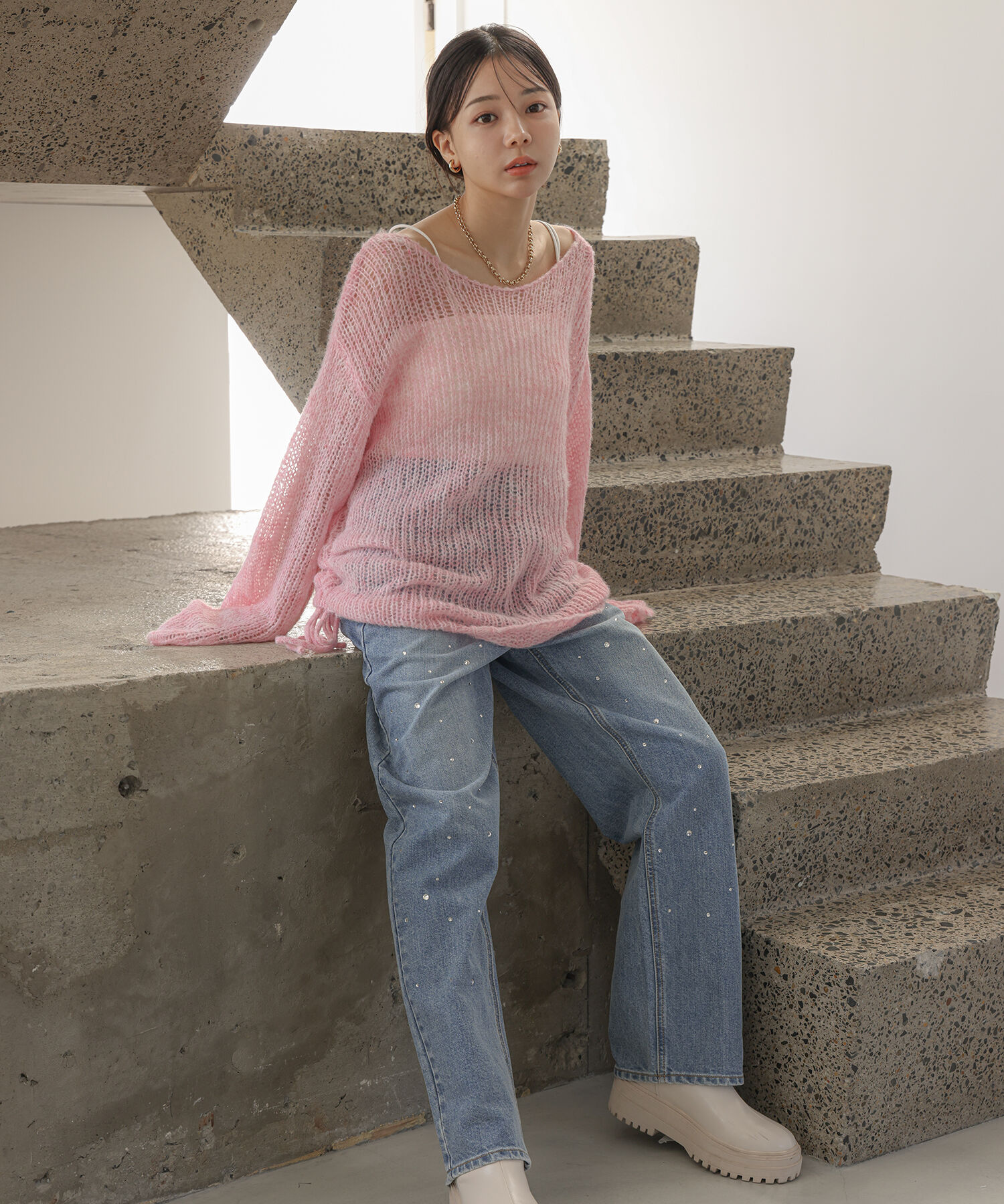 VIS「モヘアタッチシアーニット」|ニット・セーター|