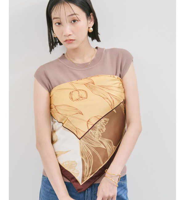 VIS「チューリップ柄スカーフ90&times;90cm」|バンダナ・スカーフ|