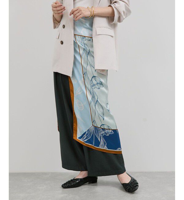 VIS「チューリップ柄スカーフ90&times;90cm」|バンダナ・スカーフ|ブルー系(47)