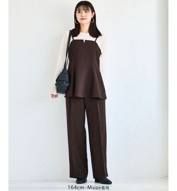 VIS「【美easy】ウーリッシュワンタックワイドパンツ【セットアップ対応/洗える】」|スラックス|