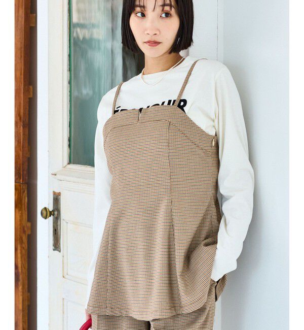 VIS「【美easy】ウーリッシュチュニック丈ビスチェ【セットアップ対応/洗える】」|キャミソール|