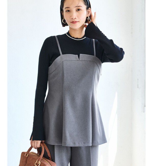 VIS「【美easy】ウーリッシュチュニック丈ビスチェ【セットアップ対応/洗える】」|キャミソール|