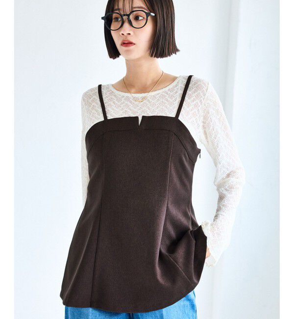 VIS「【美easy】ウーリッシュチュニック丈ビスチェ【セットアップ対応/洗える】」|キャミソール|