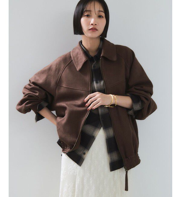 VIS「合皮＆スエードライクジップアップブルゾン」|ブルゾン・スタジャン|