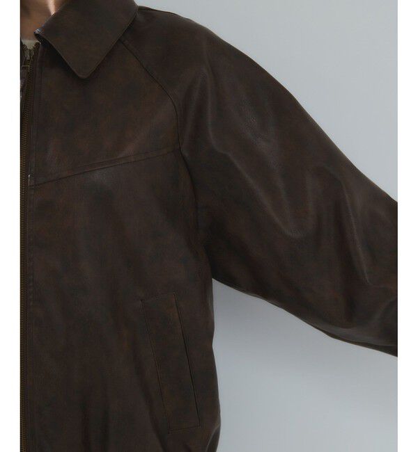 VIS「合皮＆スエードライクジップアップブルゾン」|ブルゾン・スタジャン|