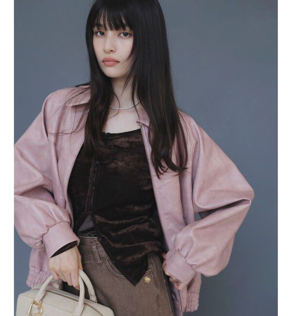 VIS「合皮＆スエードライクジップアップブルゾン」|ブルゾン・スタジャン|