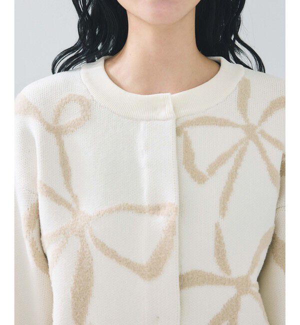 VIS「リボンモチーフジャガードカーディガン/イージーケア」|カーディガン|